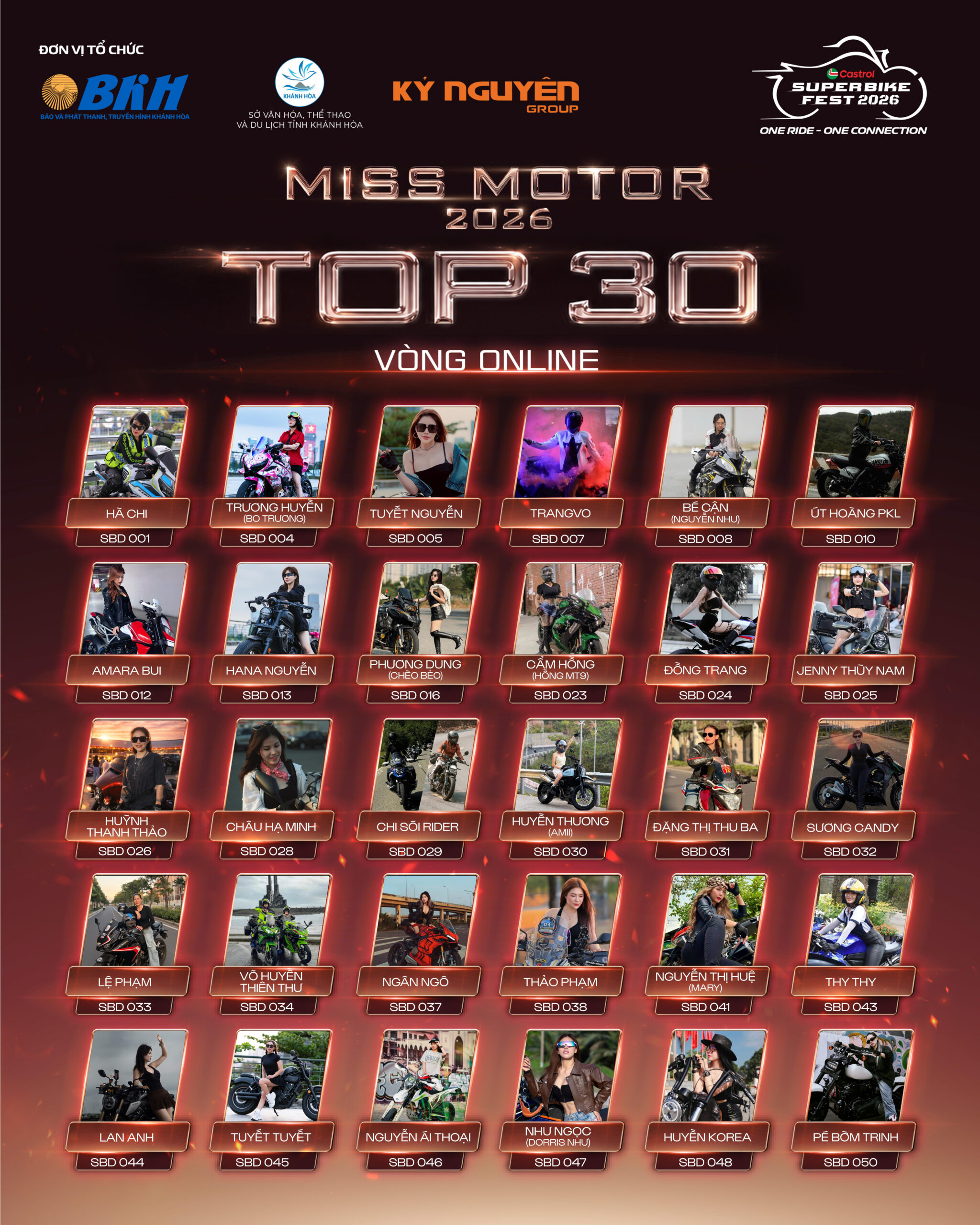 Top 30 Miss Motor 2026 chính thức lộ diện sau vòng online